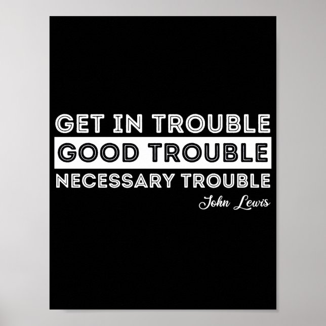 Poster John Lewis - Citation à propos des problèmes (Devant)