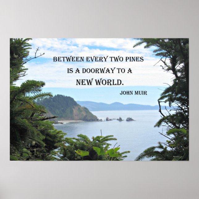 Poster John Muir : "Entre deux pins est une porte" (Devant)