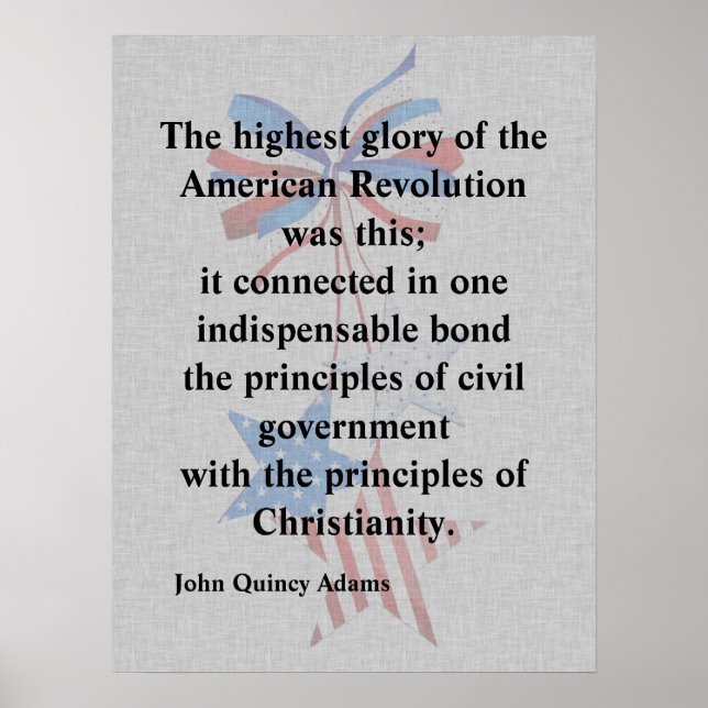 Poster John Quincy Adams Citation Patriotique Religieuse (Devant)