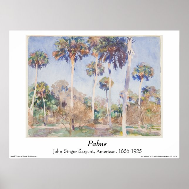 Poster John Singer Sargent Aquarelle - Palmes (Devant)