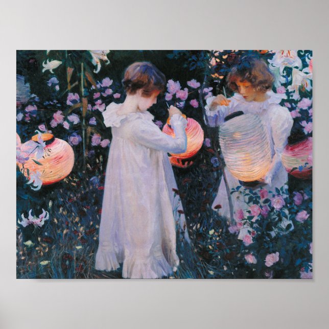 Poster John Singer Sargent - Carnation, Lily, Lily, Rose. (Devant)