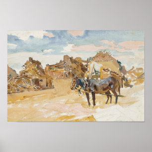 Poster John Singer Sargent - Mules et ruines