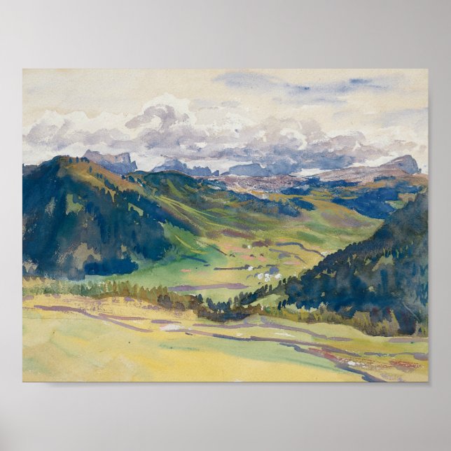 Poster John Singer Sargent - Open Valley, Dolomites (Devant)