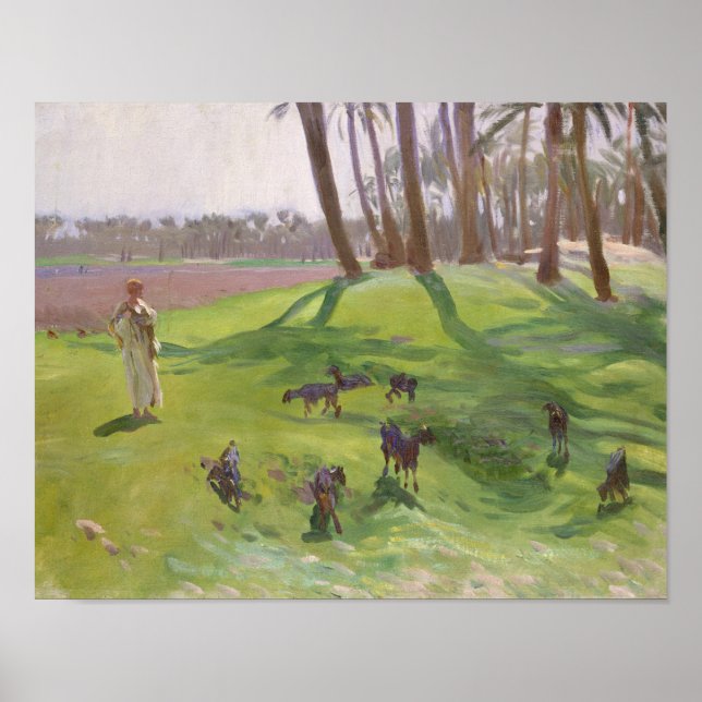 Poster John Singer Sargent - Paysage avec Goatherd (Devant)