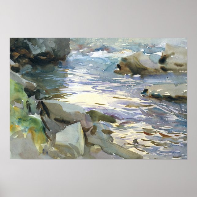 Poster John Singer Sargent - Stream et Rocks (Devant)
