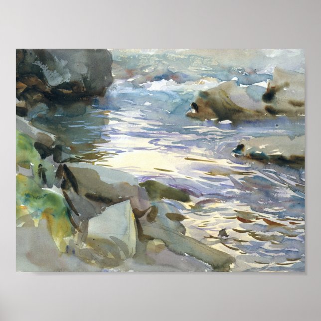 Poster John Singer Sargent - Stream et Rocks (Devant)