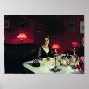 Poster John Singer Sargent Un dîner table à la nuit