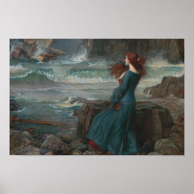 Poster John William Waterhouse - Miranda - La tempête (Devant)