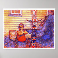 Johnny et le Totem, Psych, Carte Postale Art Moder