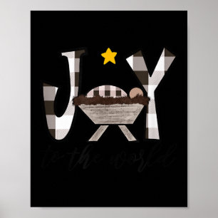 Poster Joie au monde bébé Jésus dans la crèche Noël
