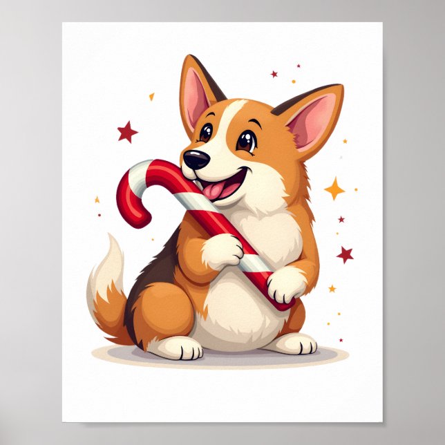 Poster Joie de Corgi Candy Cane (Devant)