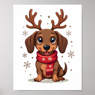Poster Joie d'hiver de teckel