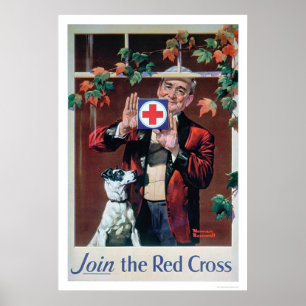Poster Joignez la Croix-Rouge - homme avec le chien