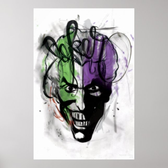 Poster Joker Neon Airbrush Portrait (Devant)