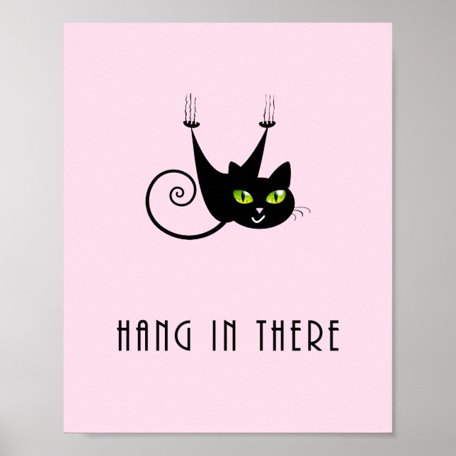Poster Joli accrocher là-dedans accroché noir chat yeux v (Devant)