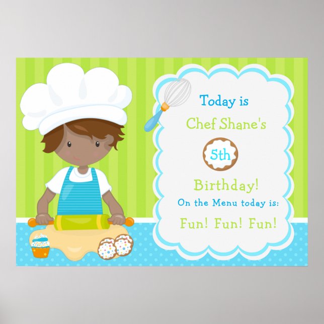 Poster Joli African American Boy Baking Anniversaire (Devant)