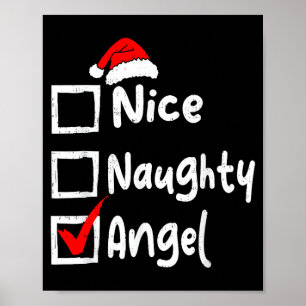 Poster Joli Ange Méchant Drôle Liste de Noël Famille Tapi