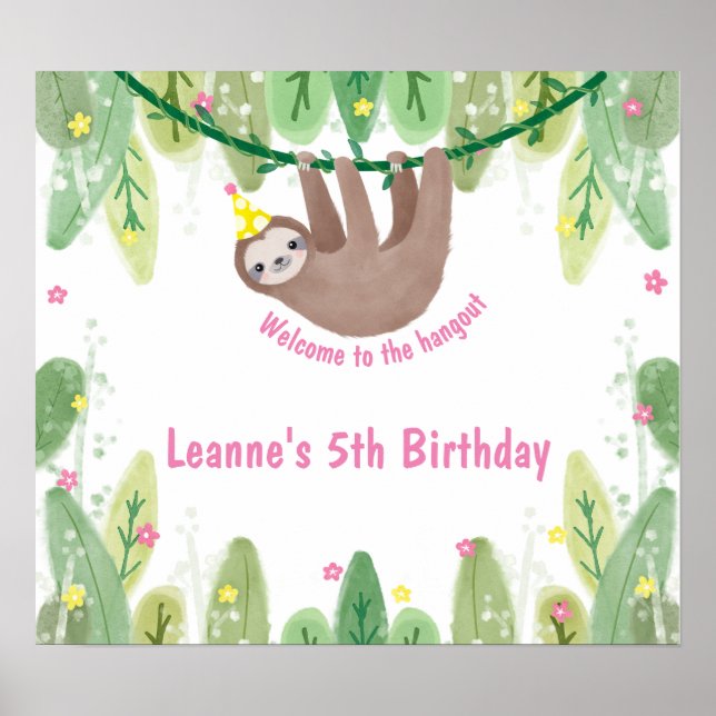 Poster Joli anniversaire bienvenue paresse dans le casque (Devant)