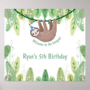 Poster Joli anniversaire bienvenue paresse dans le casque