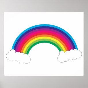 Poster Joli arc en ciel et nuages