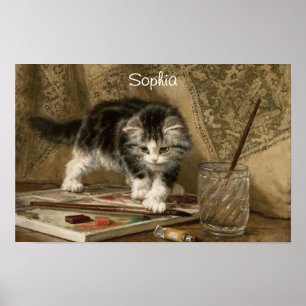 Poster Joli Art de Chatons Vintage, Nom