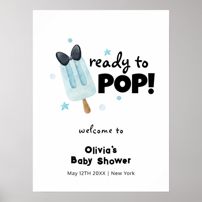 Poster Joli Baby shower de crème glacée Bow moderne Accue (Devant)