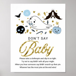 Poster Joli Baby shower d'Halloween Ne pas dire bébé sign