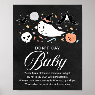 Poster Joli Baby shower d'Halloween Ne pas dire bébé sign
