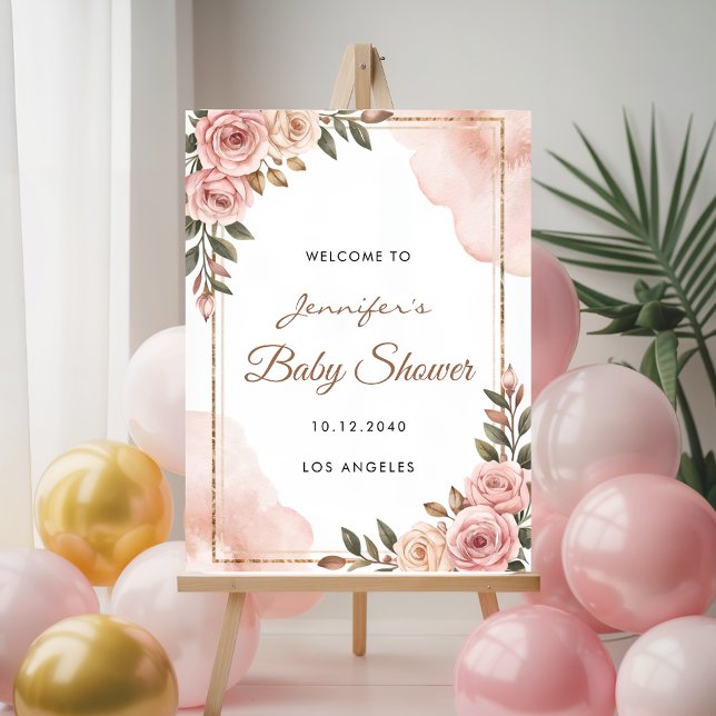 Poster Joli Baby shower Fleurs de Jardin Accueil (Créateur téléchargé)