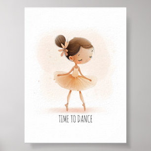 Poster Joli Ballet Ballerina Temps De Danse Aquarelle