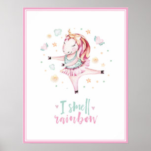 Poster joli ballon de licorne rose pour filles