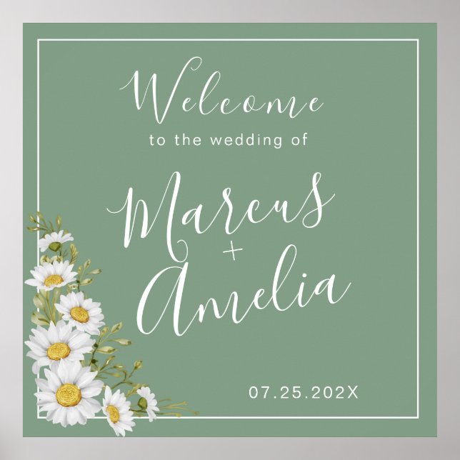 Poster Joli Basil Vert & Blanc Mariage (Devant)