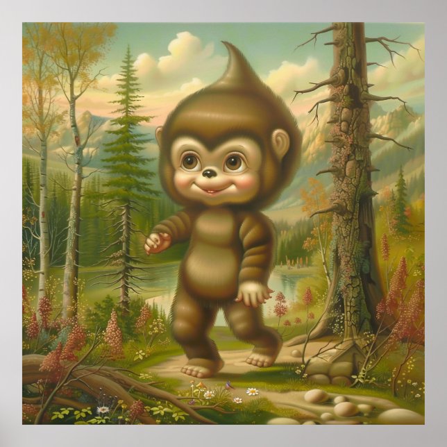 Poster Joli bébé squatch sasquatch bigfoot (Devant)