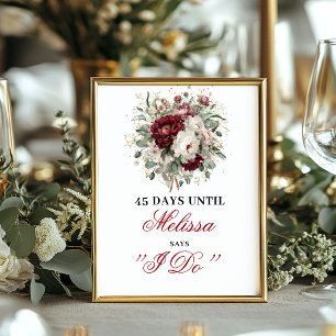 Poster Joli blush burgundy panneau de table Dais Until I