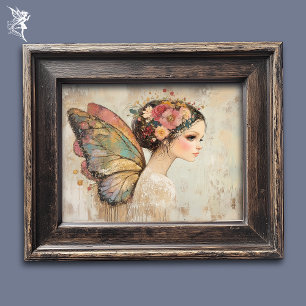 Poster Joli Boho Papillon Fairy Pastel Aquarelle Art