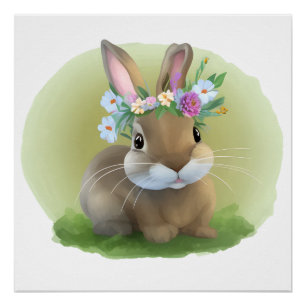 Poster Joli Bunnyfor Pâques pour une humeur positive Post