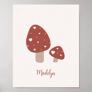Poster Joli champignon forestier minimaliste