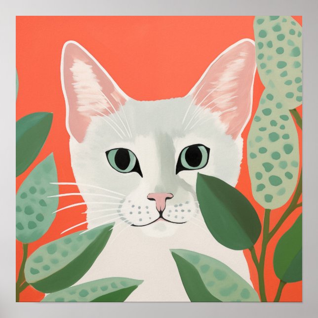 Poster Joli Chat Blanc (Devant)