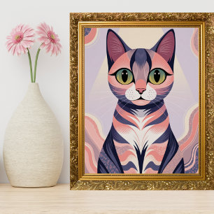 Poster Joli Chat Coloré, Amusant Chic, Animal de Compagni