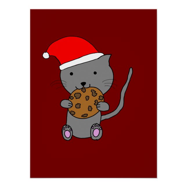 Poster Joli Chat de Noël (Devant)