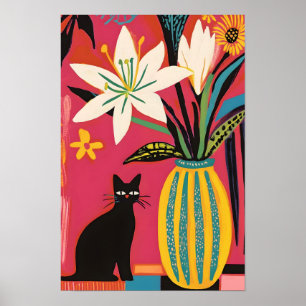 Poster Joli chat noir drôle