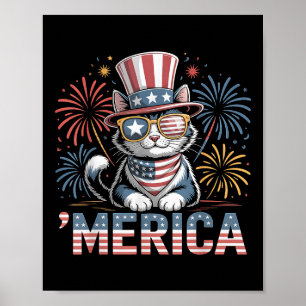 Poster Joli Chat Patriote ‘mérique Mémorial 4 Juillet Da