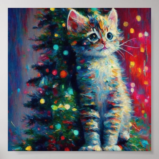 Poster Joli chaton de Noël  (Devant)