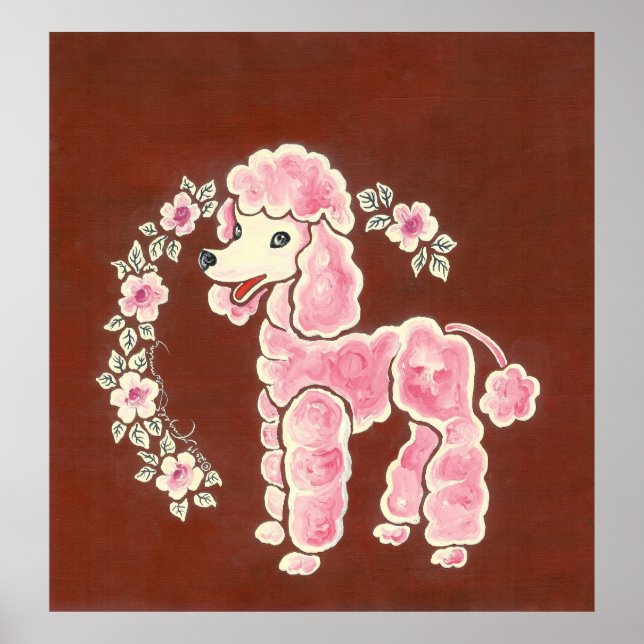 Poster Joli chien de caniche rose (Devant)