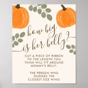 Poster Joli Citrouille Eucalyptus Baby shower Belly Jeu