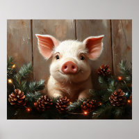 Joli Cochon de Noël Peinture rustique