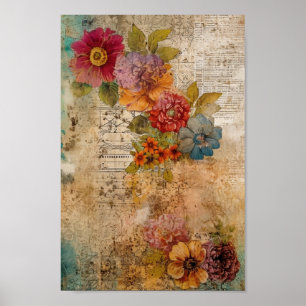 Poster Joli collage de fleurs