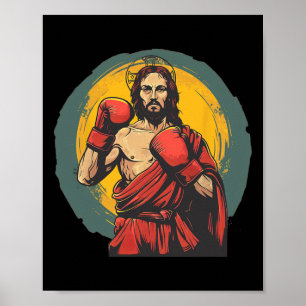 Poster Joli Costume De Punching Jésus Pour Boxer Et Boxer