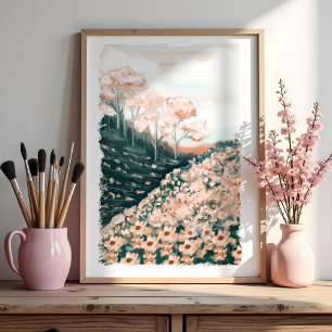 Poster Joli Dans Prink Floral Meadow Paysage Paysage