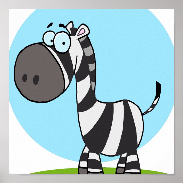 Poster joli dessin animé zebra (Devant)